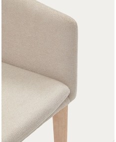 Krémszínű kárpitozott karfás étkezőfotel Harlan – Kave Home