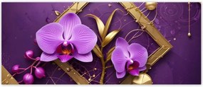 Fotótapéták 250x104 Lila orchideák és arany