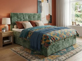 Kárpitozott boxspring ágy DIRELIS VIBE 140x200 cm sötétzöld Matrac: Bonell rugós matrac