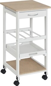 HOMCOM Konyhai Kocsi 4-Szintes Tálalókocsi Kerekekkel Fiók Polcok Borállvány Konyhai Tárolásra Lakásba Étkezőbe 37x37x76 cm Fehér | Aosom