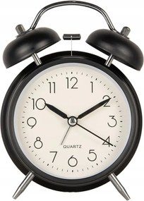 Fekete klasszikus ébresztőóra fekete indexekkel Ronand 12x6x17 cm