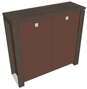 Verno+ S közepes szekrény 140 x 46 x 130 cm, üvegajtó, antracit tölgy / barna