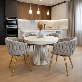 Étkezőszék, szürkésbarna Taupe Velvet szövet/gold króm arany, DEILA