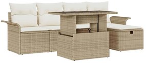 vidaXL Kerti Kanapé Szett párnával tárolóval 6 pcs Bézs Poli rattan