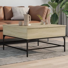 Sonoma tölgy szerelt fa és fém dohányzóasztal 80 x 80 x 45 cm