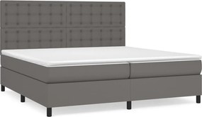 vidaXL szürke műbőr rugós ágy matraccal 200 x 200 cm