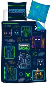 Minecraft Survival ágyneműhuzat 140×200cm, 63×63 cm microfibre
