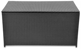 fekete polyrattan kerti tárolóláda 120 x 50 x 60 cm