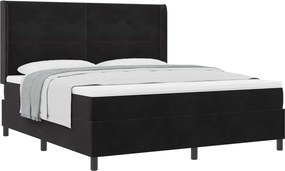 vidaXL Boxrugós ágy matracmal fejtámlával Fekete 180 x 200 cm Bársony