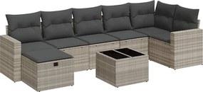 vidaXL 8 részes világosszürke polyrattan kerti ülőgarnitúra párnával