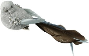 Karácsonyi díszek szett Madár, szürke, 14x4x4cm, kapcsos, 2 DB-os szett