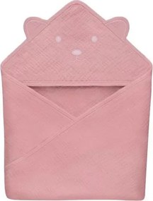 Lionelo - Gyerek kapucnis muszlin törölköző MUSLIN HOODED TOWEL Pink Baby