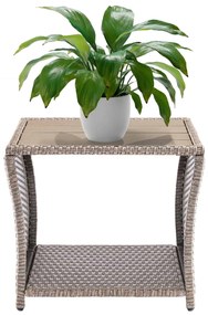 Casaria® Vedis rattan asztal 45x45x40 cm - krém