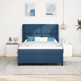 Boxspring Ágy Matraccal - Kék, 140x190 cm, Szövet