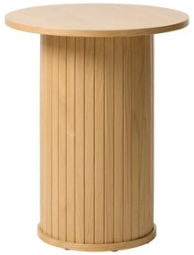 Kerek tárolóasztal tölgyfa dekorral ø 50 cm Nola – Unique Furniture