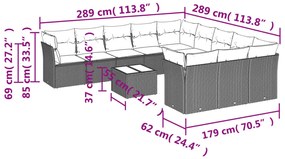 12 részes szürke polyrattan kerti ülőgarnitúra párnákkal