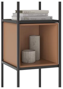 Fekete-téglavörös könyvespolc 36x179 cm Anya – Marckeric