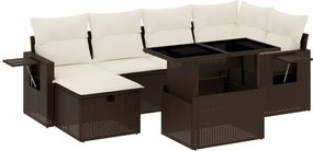 vidaXL 7 részes barna polyrattan kerti ülőgarnitúra párnákkal