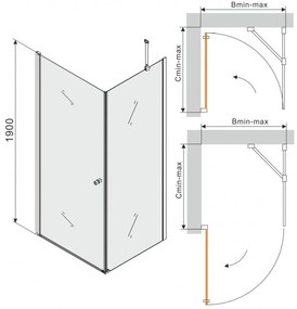 Mexen Pretoria zuhanykabin 85x50cm, 6mm-es üveg, króm profil-átlátszó üveg, 852-085-050-01-00