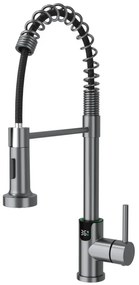 Austler FH-3113 mosogató csaptelep - kiemelhető multifunkciós fej - vízhőfok kijelző (gunmetal)