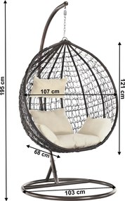 Függőfotel, réz/barna/krém, NOLAN NEW
