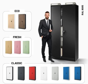 Fém iratszekrény JAN H, 900 x 1950 x 400 mm, fekete