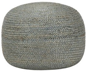 kézzel készült olívazöld juta puff 45 x 30 cm