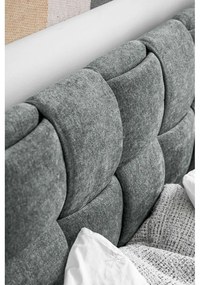 Szürkészöld kárpitozott franciaágy ágyráccsal 160x200 cm Eve – Miuform