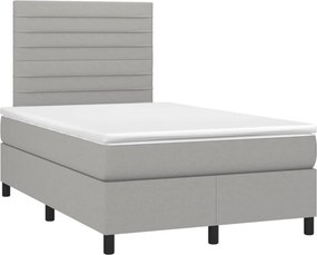 vidaXL világosszürke szövet rugós ágy matraccal 120 x 190 cm