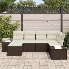 Kerti Kanapé Szett 6 pcs Barna és krémszínű 264 x 154 x 85 cm