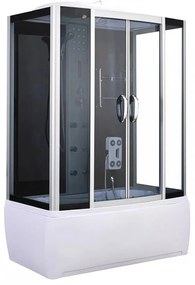 Emilia 85x150 cm hidromasszázs kádkabin elektronikával Black