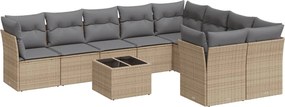 vidaXL 10 részes bézs polyrattan kerti ülőgarnitúra párnával
