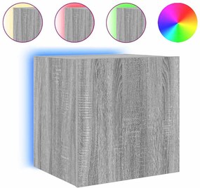 vidaXL szürke sonoma színű fali TV-szekrény LED-ekkel 40,5x35x40 cm