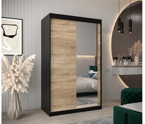 Ruhásszekrény 120 cm Toki 2 (matt fekete + szonoma tölgy). 1064978