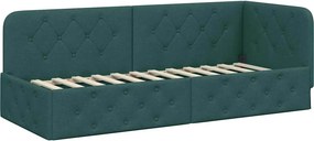 vidaXL Sarokágy keret fejtámlával Sötétzöld 80 x 200 cm szövet