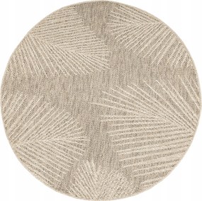 Kerek Zsinóros Szőnyeg Bézs Levelek Otthonra Teraszra Erkély Terasz Átm. 133 cm