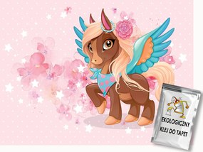 Fotótapéta Flizelina Gyerekek Mese Ló Póni Virágok 300x210 ragasztó