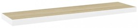 2 db fehér-tölgyszínű MDF lebegő fali polc 90 x 23,5 x 3,8 cm