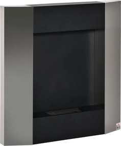 HOMCOM Fali Bioetanol Kandalló 0.7L Tartállyal és Fedéllel 20m²-ig, Acél, 72x11x72cm, Ezüst és Fekete | Aosom