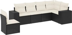 vidaXL 6 részes fekete polyrattan kerti ülőgarnitúra párnákkal