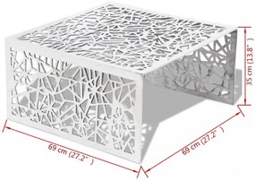 ezüstszínű alumínium dohányzóasztal geometrikus dizájnnal
