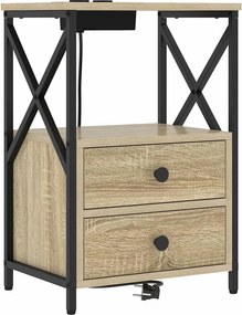 vidaXL Éjjeliszekrény fiókkal Sonoma tölgy 40 x 31 x 60 cm Faanyag