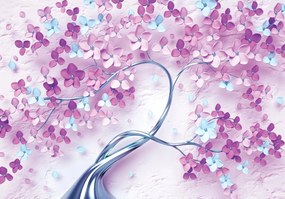 3D fotótapéta hatás Levelek virágok fa 254 x 184