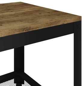 Sötétbarna és fekete MDF és vas dohányzóasztal 90x45x45 cm