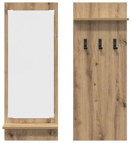 Fali Kabáthorog tükörrel kézműves tölgy 70 x 10 x 90 cm Faanyag