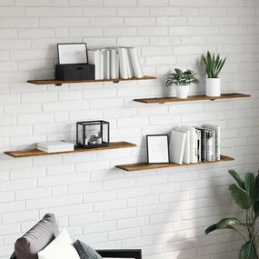 Polcos könyvespolc 4 pcs Barna 100 x 20 x 1.5 cm Faanyag