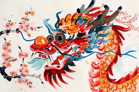 Poszter 45x30cm Élő színű sárkány