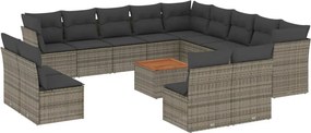 vidaXL 14 részes szürke polyrattan kerti ülőgarnitúra párnákkal