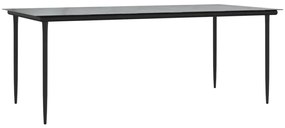 9 részes fekete polyrattan kerti étkezőgarnitúra párnákkal