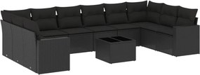 vidaXL 11 részes fekete polyrattan kerti ülőgarnitúra párnákkal